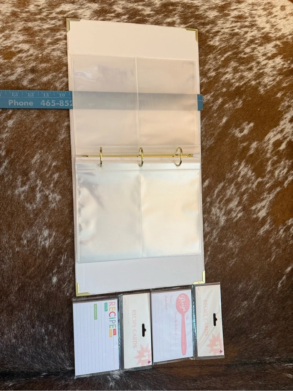 Recipe Binder and Recipe Cards Set - Pink Checkered with Gold Accents